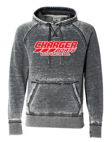 Charger Boats Hooded Sweatshirt - Carbon Heather/Black - CB8915SMO